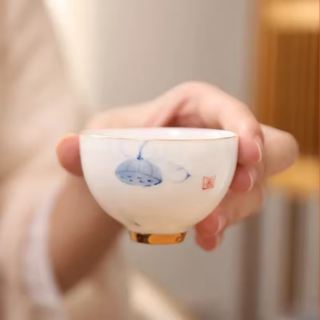 Luxury Ceramic Gongfu Tea Set with Hand-Painted Landscape Motif