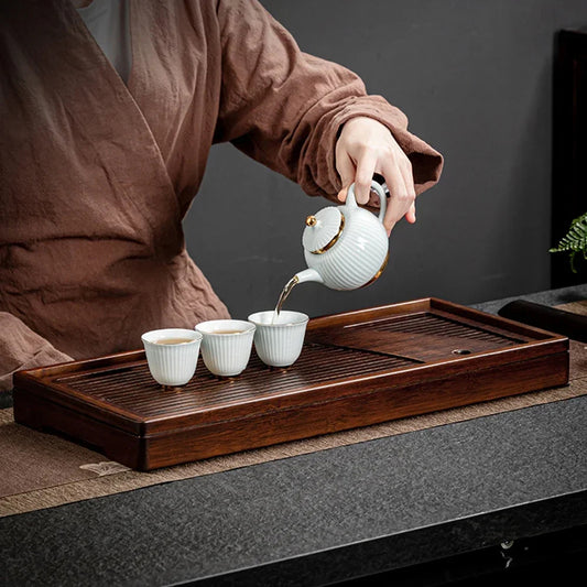 Premium Wooden Gongfu Tea Tray – Walnut Cha Ban (S/L Sizes)