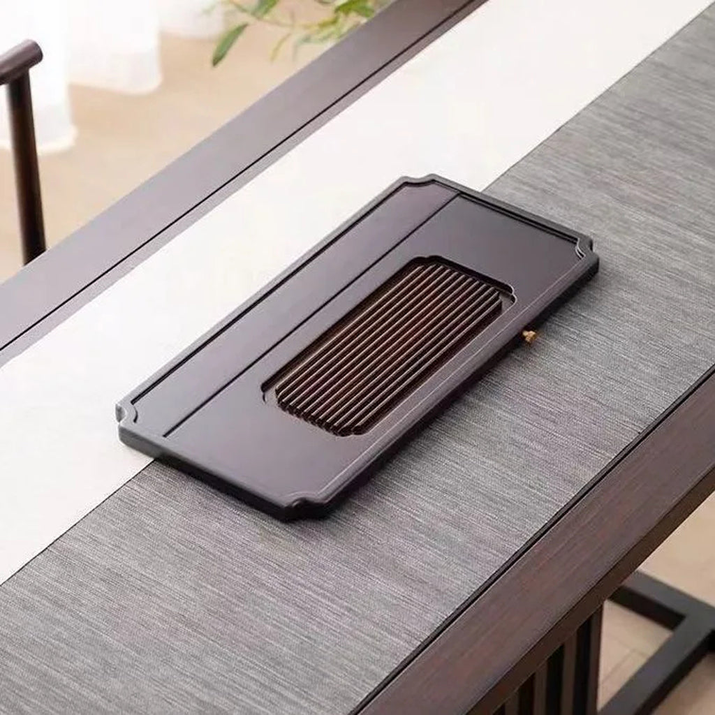 Classic Dark Wood Gongfu Tea Tray – Premium Cha Ban with Drainage