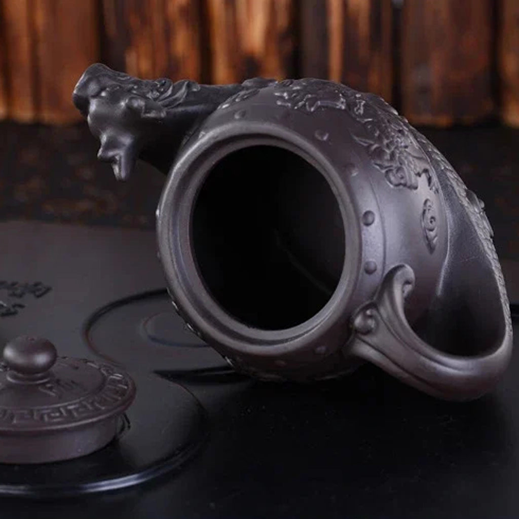 Dragon Guard Yixing Teapot – Dark Purple Clay Gongfu Pot