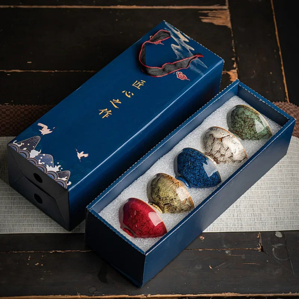 Premium Porcelain Feng-Shui Tea Set with Lotus Motif – Teapot & Cups