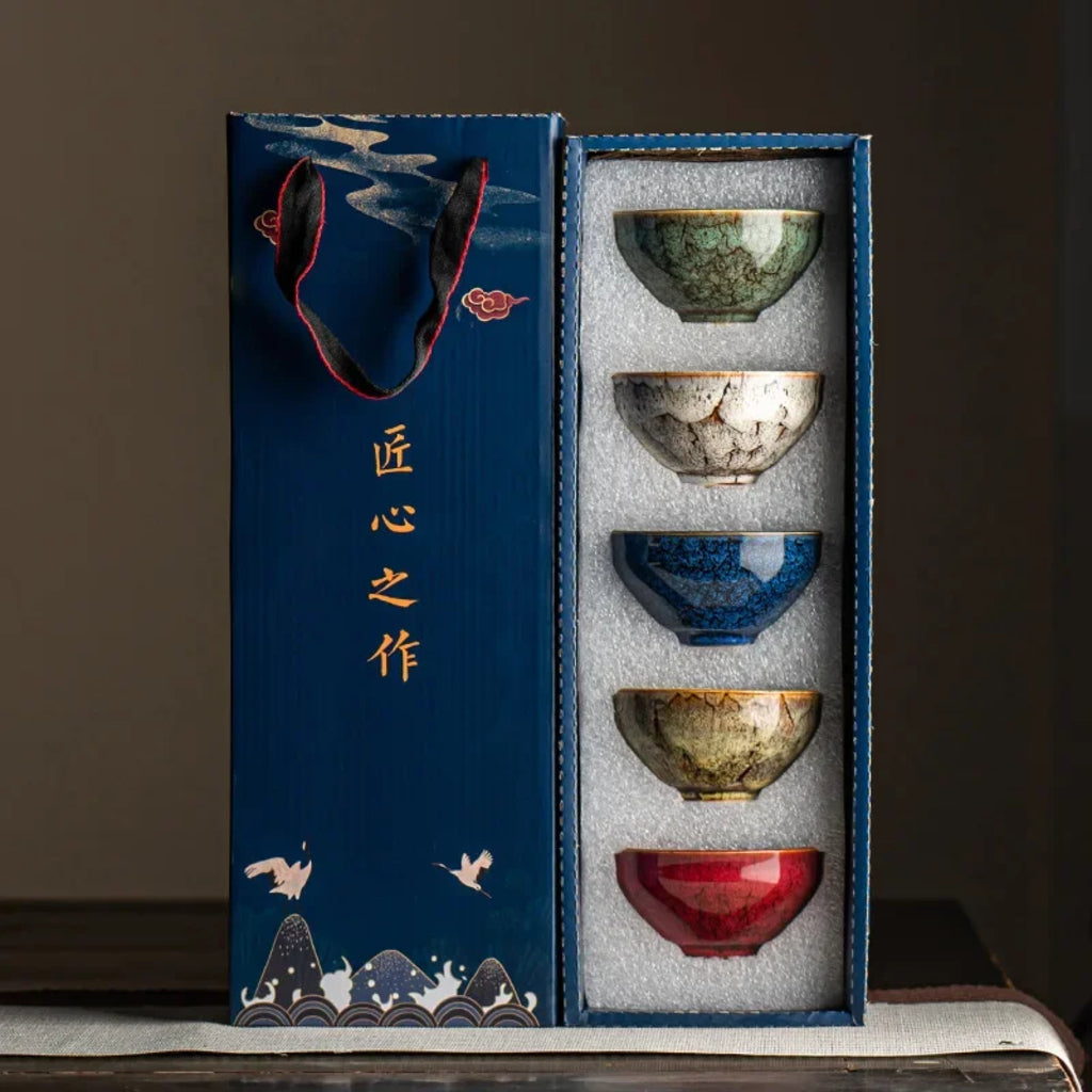 Premium Porcelain Feng-Shui Tea Set with Lotus Motif – Teapot & Cups