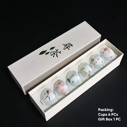 Luxury Ceramic Gongfu Tea Set with Hand-Painted Landscape Motif