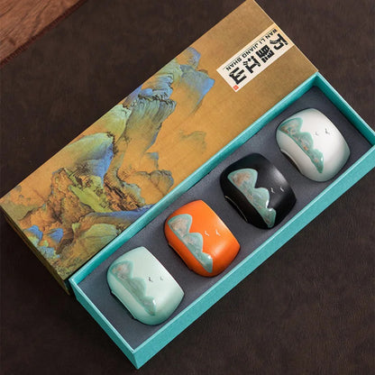 Hand-Painted Vintage Ceramic Kungfu Tea Cups Set (Small, Premium)