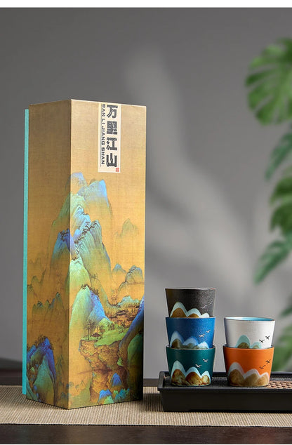 Elegant Porcelain Tea Set for Two – Hand-Painted Artistry