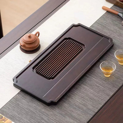 Classic Dark Wood Gongfu Tea Tray – Premium Cha Ban with Drainage