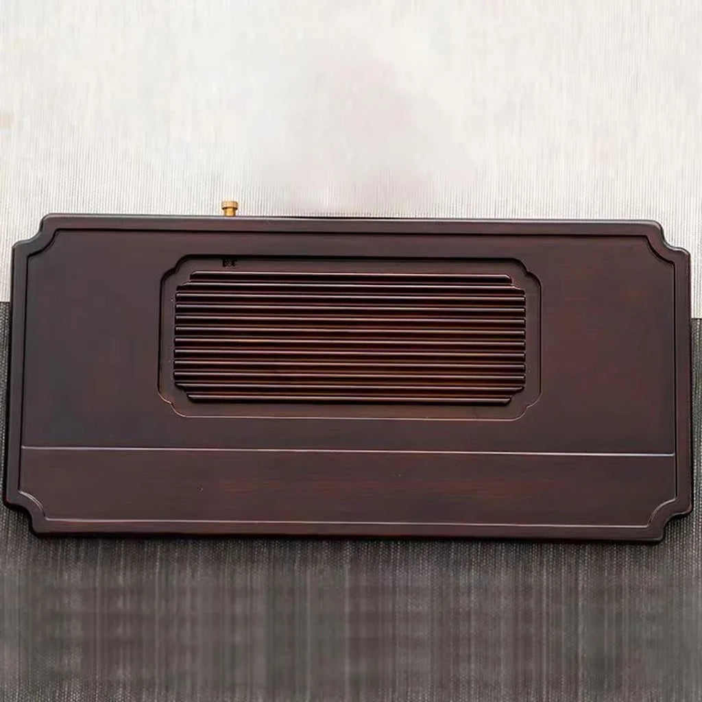 Classic Dark Wood Gongfu Tea Tray – Premium Cha Ban with Drainage