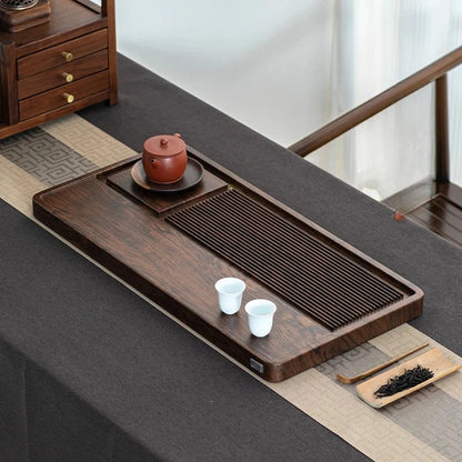 Long Walnut Gongfu Tea Tray – Premium Wooden Cha Ban
