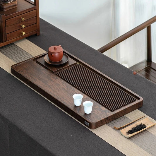 Long Walnut Gongfu Tea Tray – Premium Wooden Cha Ban
