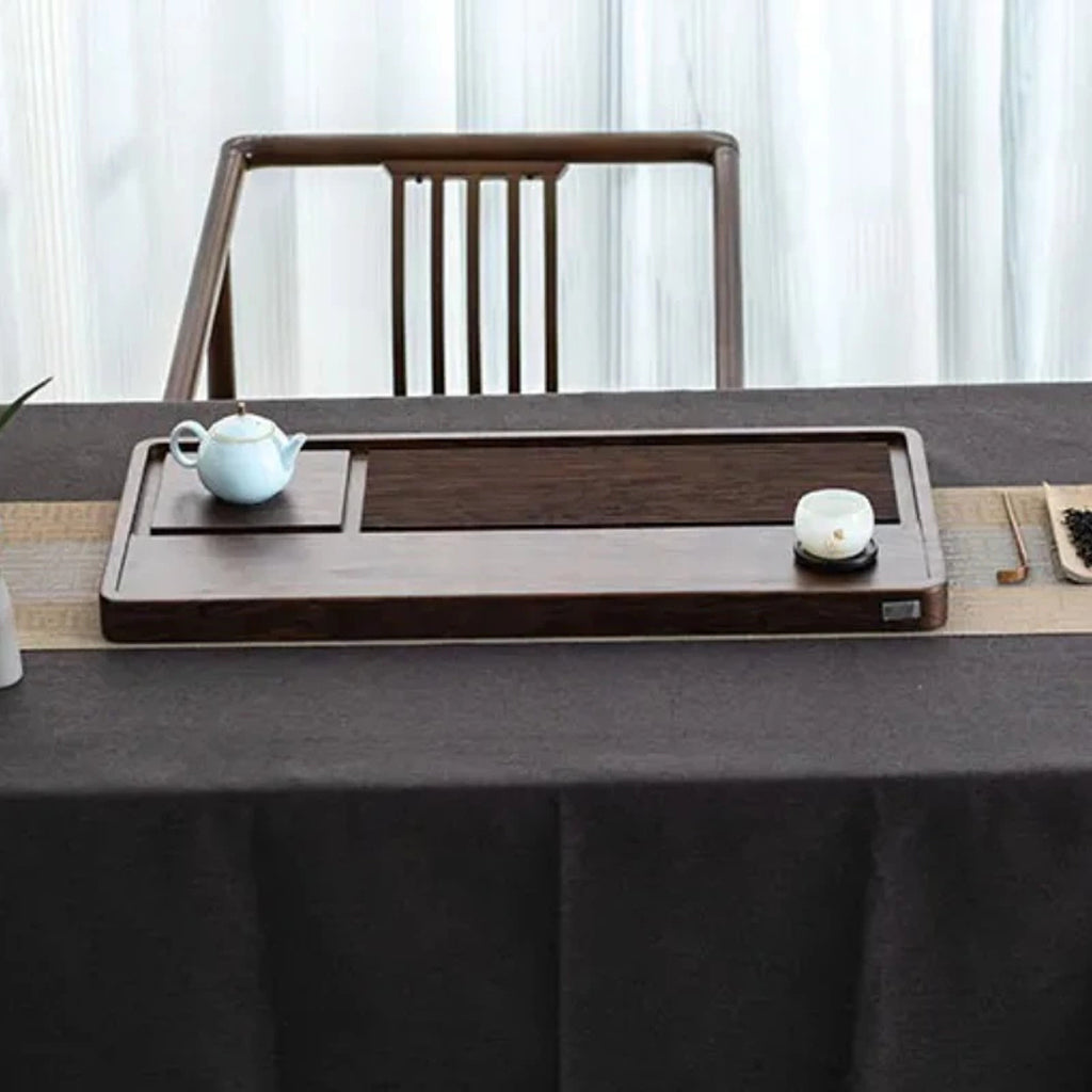 Long Walnut Gongfu Tea Tray – Premium Wooden Cha Ban