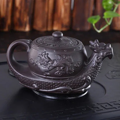 Dragon Guard Yixing Teapot – Dark Purple Clay Gongfu Pot