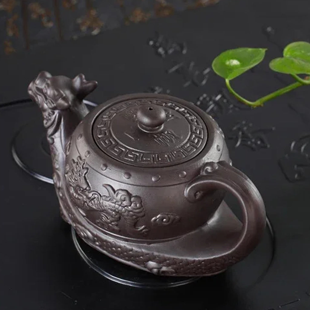 Dragon Guard Yixing Teapot – Dark Purple Clay Gongfu Pot