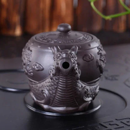 Dragon Guard Yixing Teapot – Dark Purple Clay Gongfu Pot